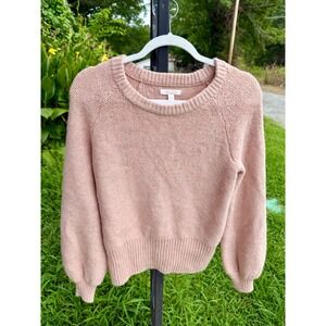 LC Lauren Conrad Pink Metallic Shimmer Knit Sweater Womens Medium Raglan Sleeve